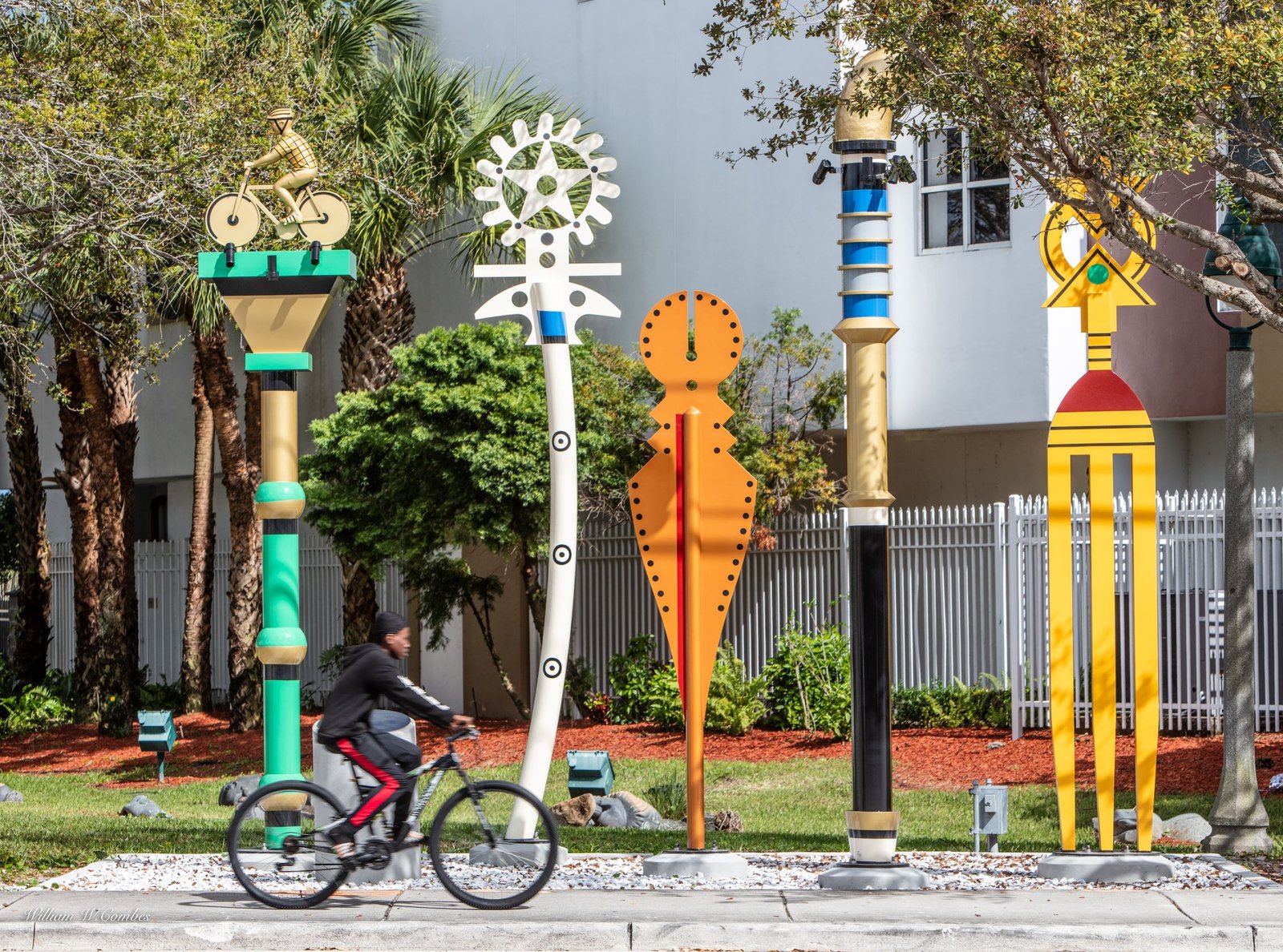 WalkingSticks PublicArt cyclist red
