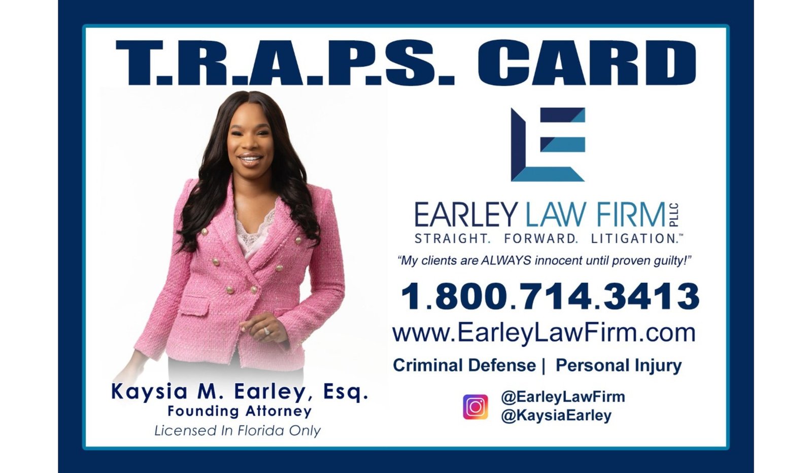 Earley Law Firm TRAPS Card 1